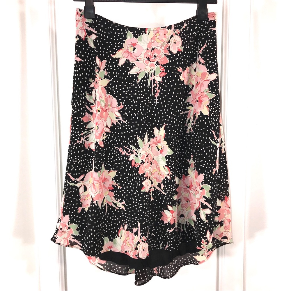 Beautiful Y2K Floral Polka Dots Flare Skirt, size M
